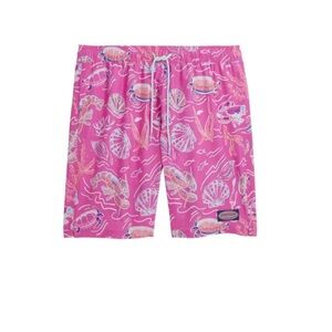 Vineyard Vines Pink Athletic Shorts with Marine Print